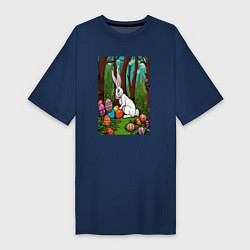 Женская футболка-платье Пасхальный кроль в лесу