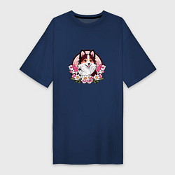 Женская футболка-платье Колли среди цветов сакуры