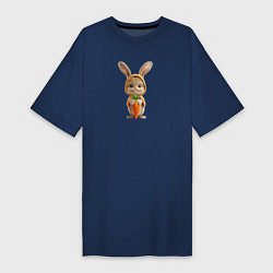 Женская футболка-платье Веселый заяц - кролик с морковкой
