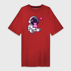 Женская футболка-платье Космонавт и мороженое