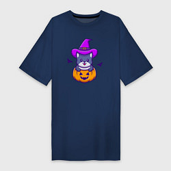 Футболка женская-платье Kitty halloween, цвет: тёмно-синий