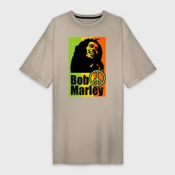 Футболка женская-платье Bob Marley: Jamaica, цвет: миндальный