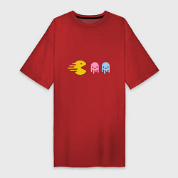 Футболка женская-платье Pac-Man: Fast Eat, цвет: красный