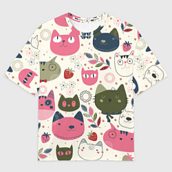 Футболка оверсайз женская Радостные котики, цвет: 3D-принт