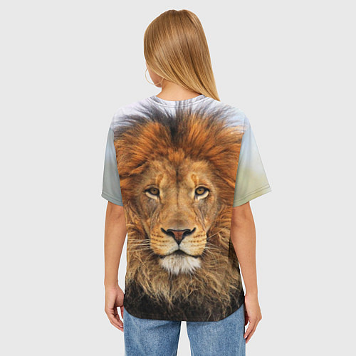 Женская футболка оверсайз Красавец лев / 3D-принт – фото 4