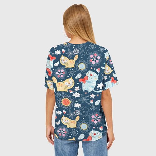 Женская футболка оверсайз Котята / 3D-принт – фото 4