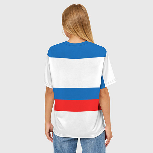Женская футболка оверсайз Сборная РФ: гостевая форма / 3D-принт – фото 4