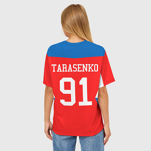 Женская футболка оверсайз Сборная РФ: #91 TARASENKO / 3D-принт – фото 4