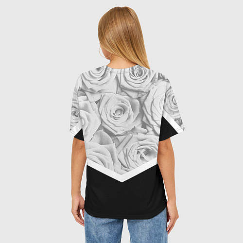 Женская футболка оверсайз Розы / 3D-принт – фото 4