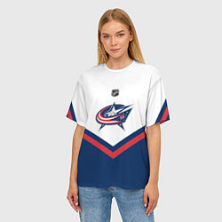 Футболка оверсайз женская NHL: Columbus Blue Jackets, цвет: 3D-принт — фото 2