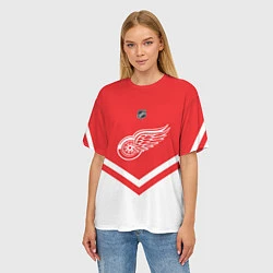 Футболка оверсайз женская NHL: Detroit Red Wings, цвет: 3D-принт — фото 2