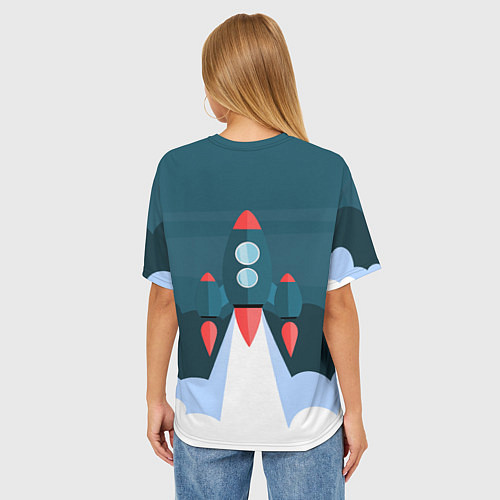 Женская футболка оверсайз Ракета / 3D-принт – фото 4
