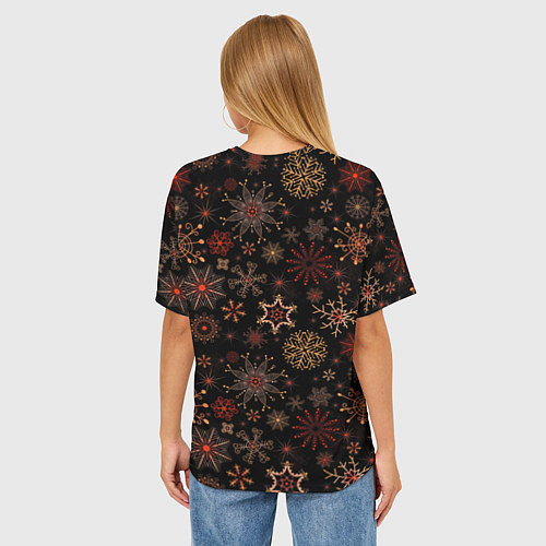 Женская футболка оверсайз Санта хипстер с фотоаппаратом / 3D-принт – фото 4