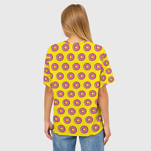 Женская футболка оверсайз Пончики Гомера Симпсона / 3D-принт – фото 4