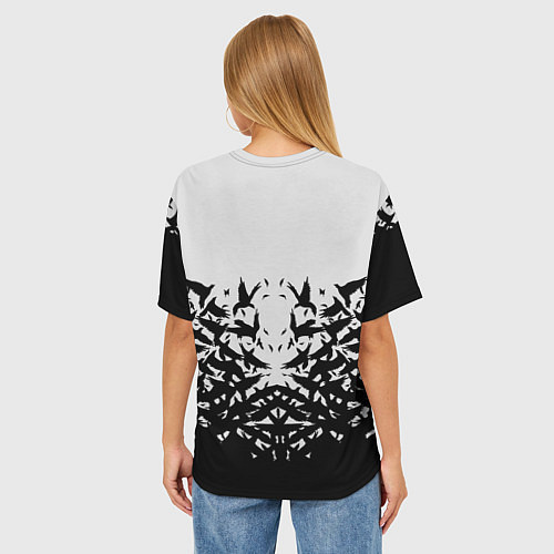 Женская футболка оверсайз Птичий вихрь / 3D-принт – фото 4