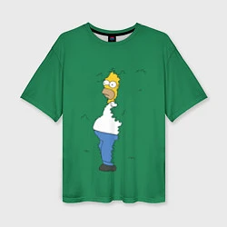 Женская футболка оверсайз Гомер в кустах