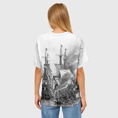Женская футболка оверсайз Морской бой / 3D-принт – фото 4