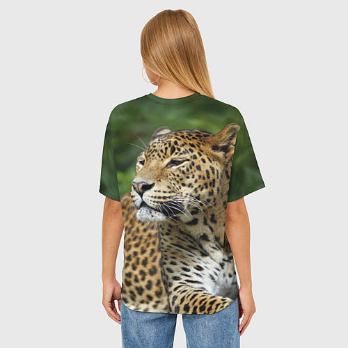 Женская футболка оверсайз Лик леопарда / 3D-принт – фото 4