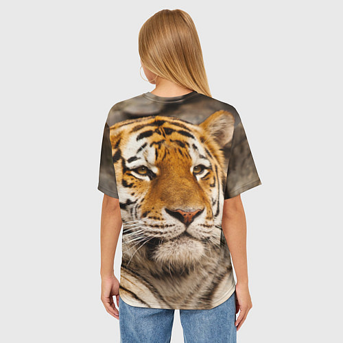Женская футболка оверсайз Мудрый тигр / 3D-принт – фото 4