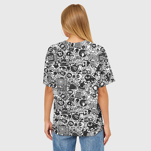 Женская футболка оверсайз Стикербомбинг / 3D-принт – фото 4