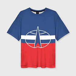 Женская футболка оверсайз Флаг космический войск РФ