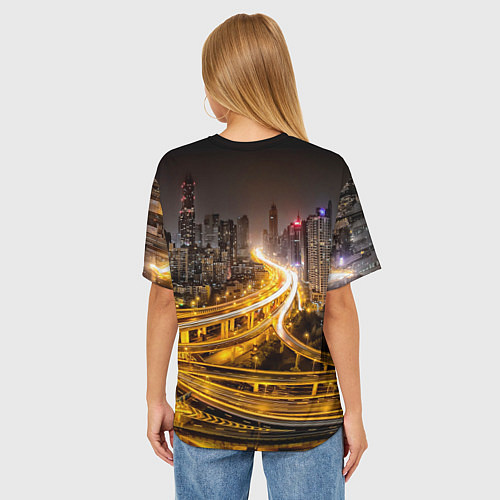 Женская футболка оверсайз Шанхай - авторазвязка / 3D-принт – фото 4