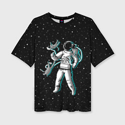 Женская футболка оверсайз Космонавт с котами