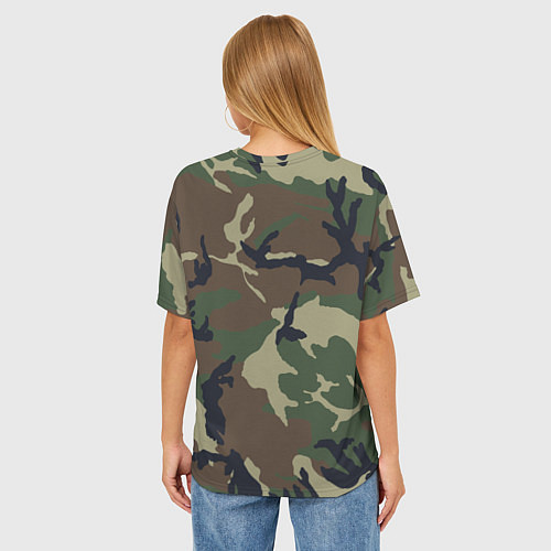 Женская футболка оверсайз Камуфляж: хаки/зеленый / 3D-принт – фото 4