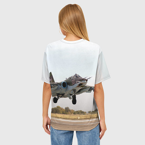 Женская футболка оверсайз Истребитель / 3D-принт – фото 4