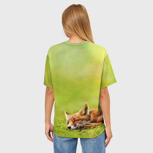 Женская футболка оверсайз Лисичка спит / 3D-принт – фото 4