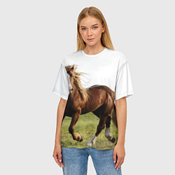 Футболка оверсайз женская Бегущая лошадь, цвет: 3D-принт — фото 2