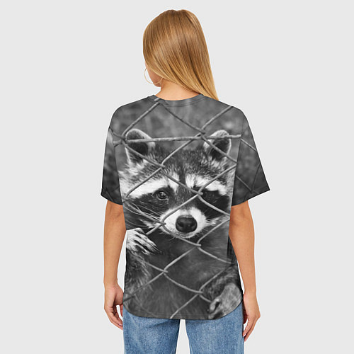Женская футболка оверсайз Енот за решеткой / 3D-принт – фото 4