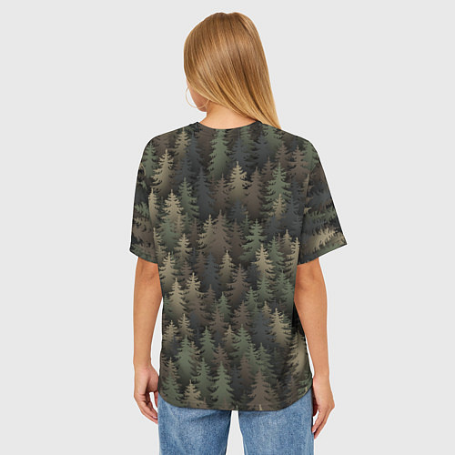 Женская футболка оверсайз Лесной камуфляж / 3D-принт – фото 4