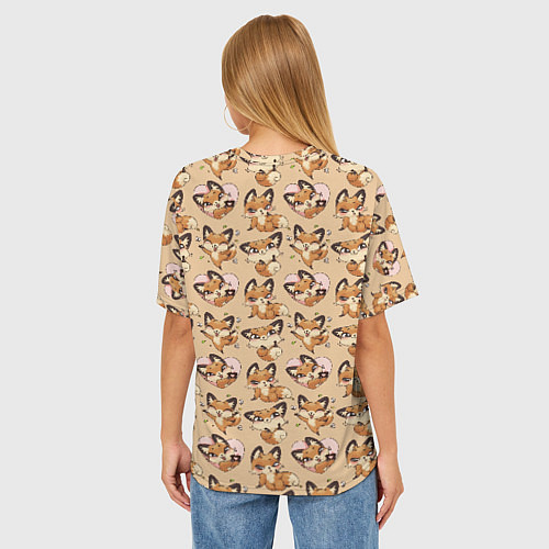 Женская футболка оверсайз Лисица Луна / 3D-принт – фото 4