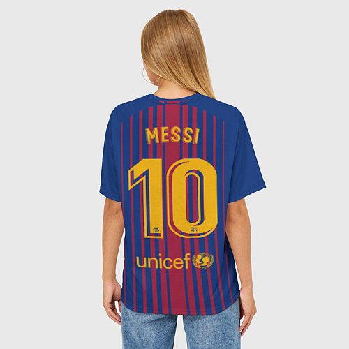 Женская футболка оверсайз FCB: Лионель Месси / 3D-принт – фото 4