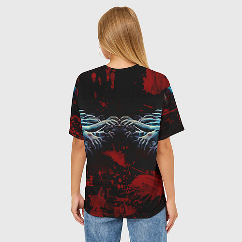 Женская футболка оверсайз Slipknot руки зомби / 3D-принт – фото 4