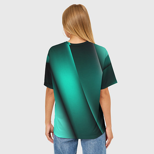 Женская футболка оверсайз Emerald lines / 3D-принт – фото 4