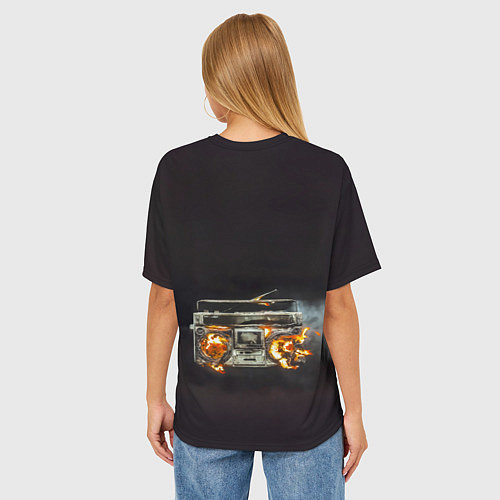 Женская футболка оверсайз Green Day магнитофон в огне / 3D-принт – фото 4