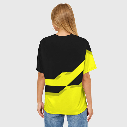 Женская футболка оверсайз BVB FC: Yellow style / 3D-принт – фото 4
