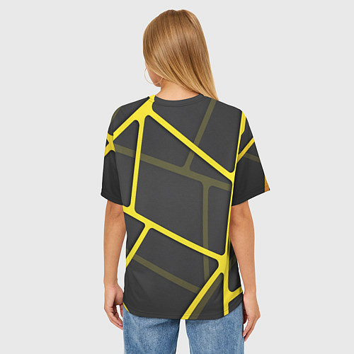 Женская футболка оверсайз Желтая сетка / 3D-принт – фото 4