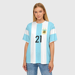 Футболка оверсайз женская Сборная Аргентины: Диабола ЧМ-2018, цвет: 3D-принт — фото 2
