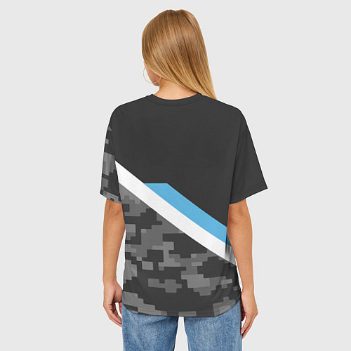 Женская футболка оверсайз BMW: Pixel Military / 3D-принт – фото 4