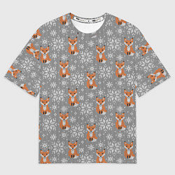 Футболка оверсайз женская Зимние лисицы, цвет: 3D-принт