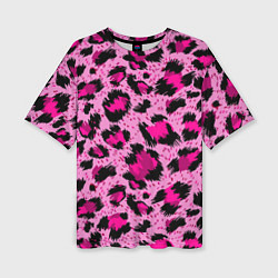 Женская футболка оверсайз Розовый леопард