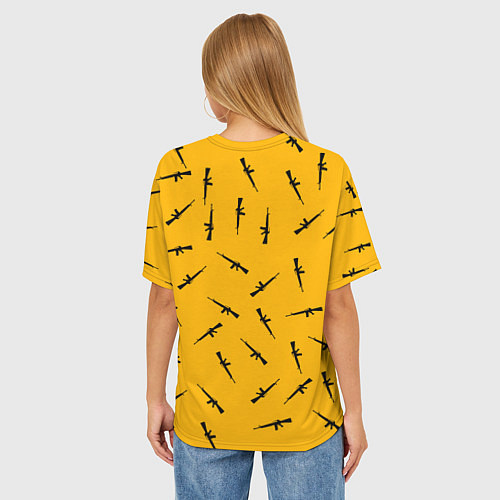 Женская футболка оверсайз PUBG: Yellow Weapon / 3D-принт – фото 4
