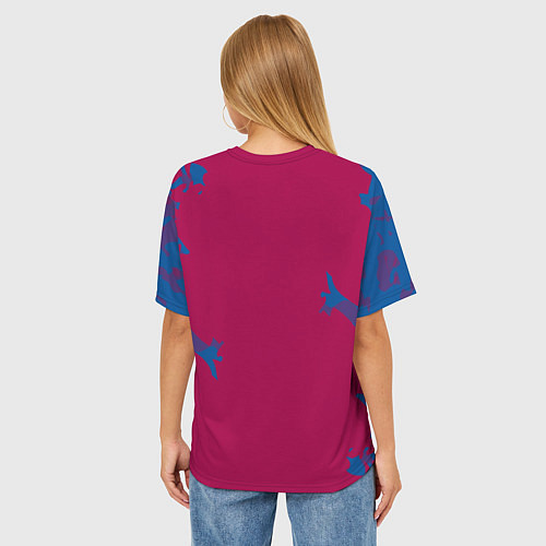 Женская футболка оверсайз FC Barcelona: Purple Original / 3D-принт – фото 4