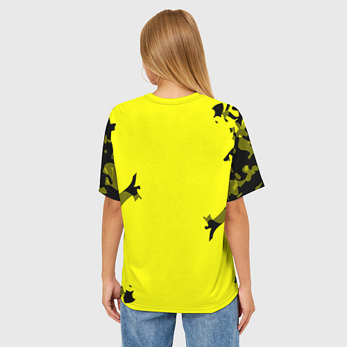 Женская футболка оверсайз FC Borussia Dortmund: Yellow & Black / 3D-принт – фото 4
