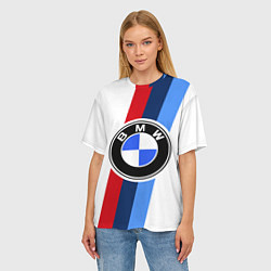 Футболка оверсайз женская BMW M: White Sport, цвет: 3D-принт — фото 2