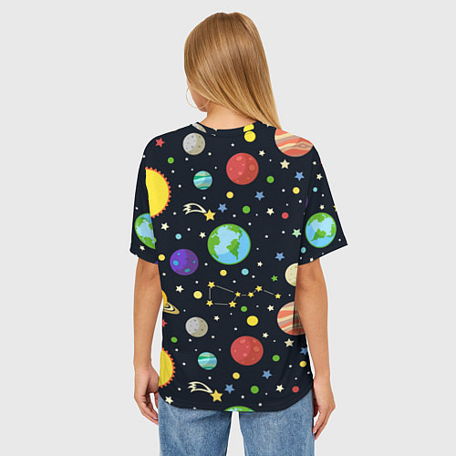 Женская футболка оверсайз Солнечная система / 3D-принт – фото 4