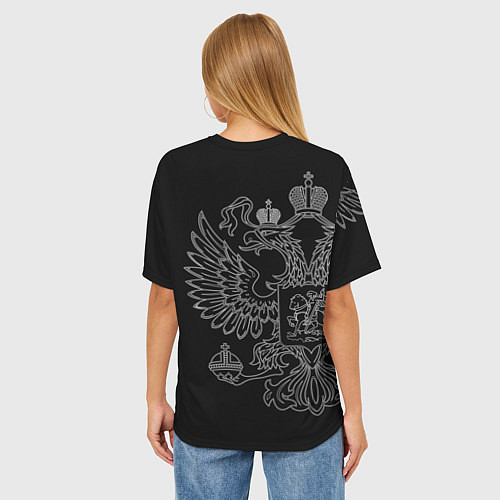 Женская футболка оверсайз РВСН: герб РФ / 3D-принт – фото 4